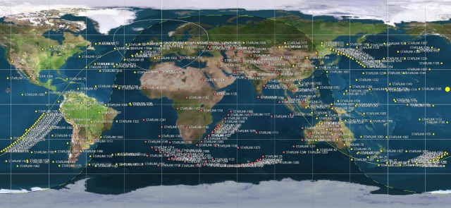 Карта спутников старлинк в реальном времени
