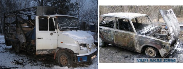 Разбитая колонна Львовской аэромобильной бригады..