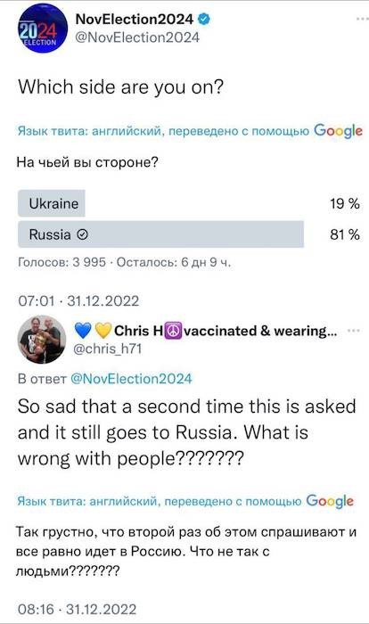 Опрос в Твиттере среди американской аудитории!)