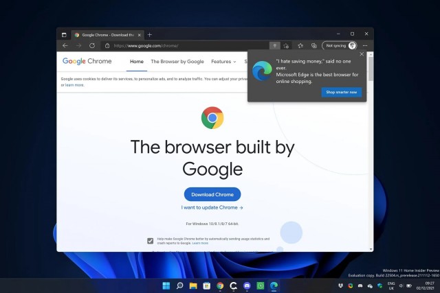 «Он как из 2008-го»: браузер Edge от Microsoft начал «отговаривать» пользователей перед установкой Chrome