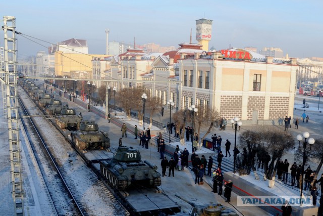 Эшелон с Т-34-85 в Чите