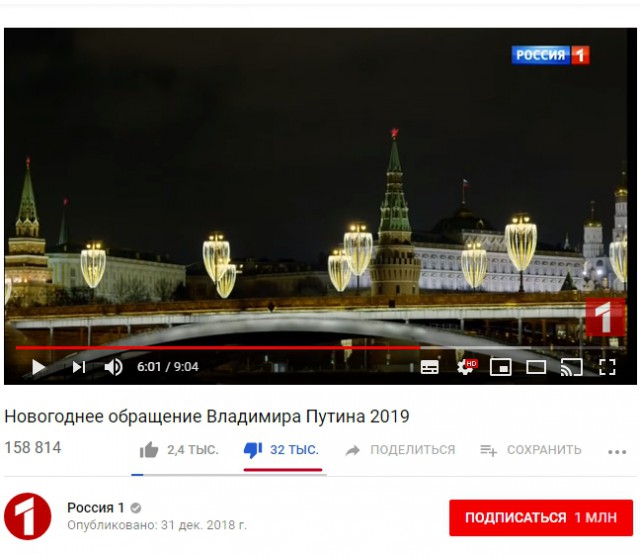 Новогоднее обращение уважаемого Президента России Владимира Путина 2019