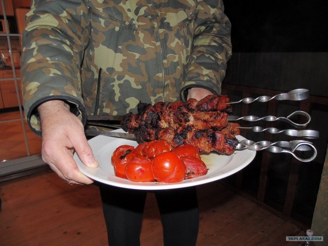 Дача, грибы, мясо, овощи.