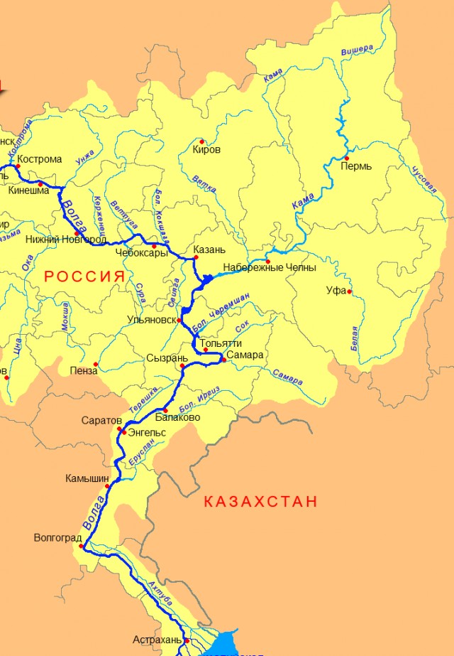 12 рек на берегах которых находятся наши 15 городов-миллионников