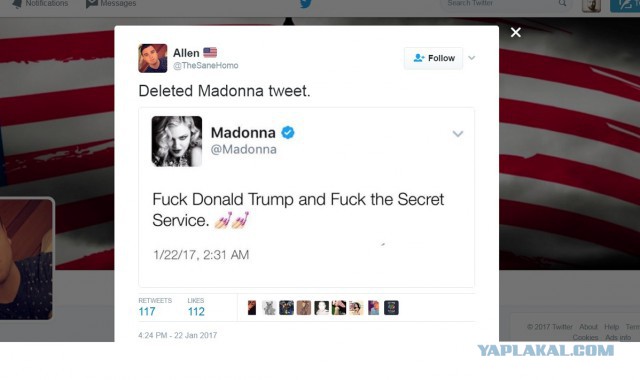 Удалённый твит Мадонны ещё раз показал всем пресловутую "звёздную воспитанность".