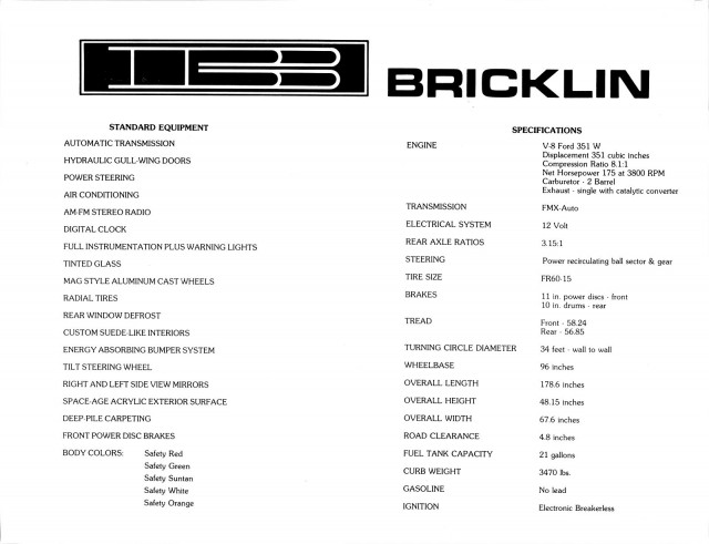 Bricklin SV-1. Delorean по-канадски.
