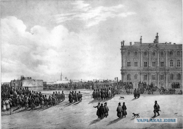 Поднятие Александровской колонны в 1832