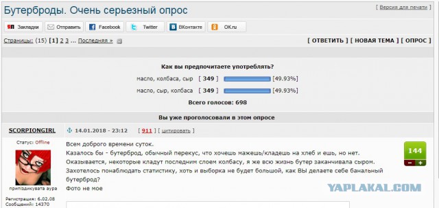 Бутерброды. Очень серьезный опрос