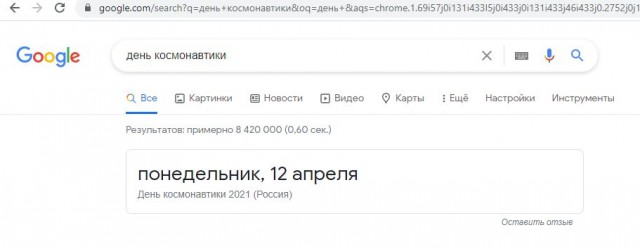 Google и день космонавтики