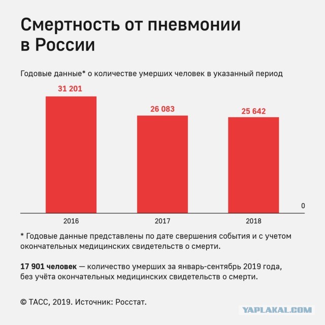 В Воронеже смертность от пневмонии увеличилась в 23 раза.