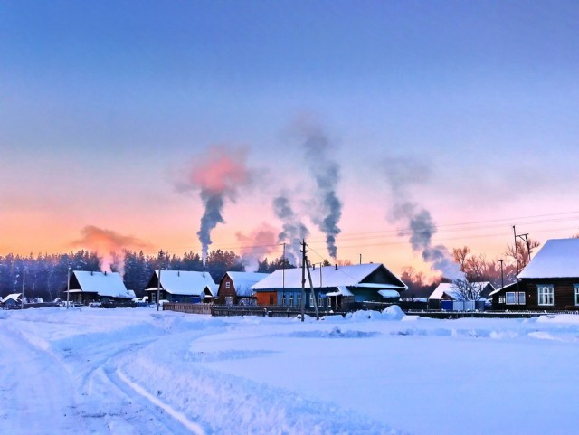 Снег и мороз в деревне