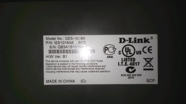 Коммутатор D-LINK DES-1016A