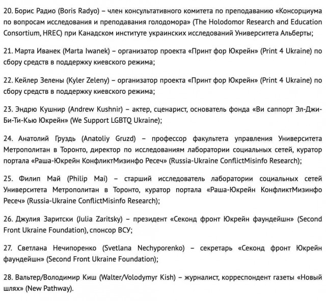 Канадская смена с именами и фамилиями.