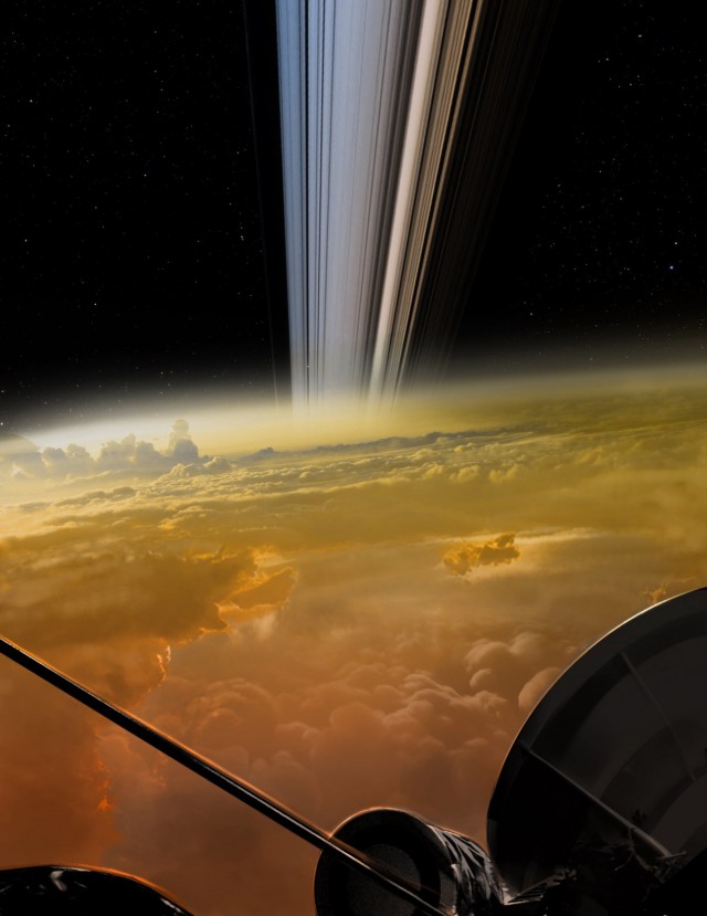 Один из последних снимков зонда Кассини с Сатурна