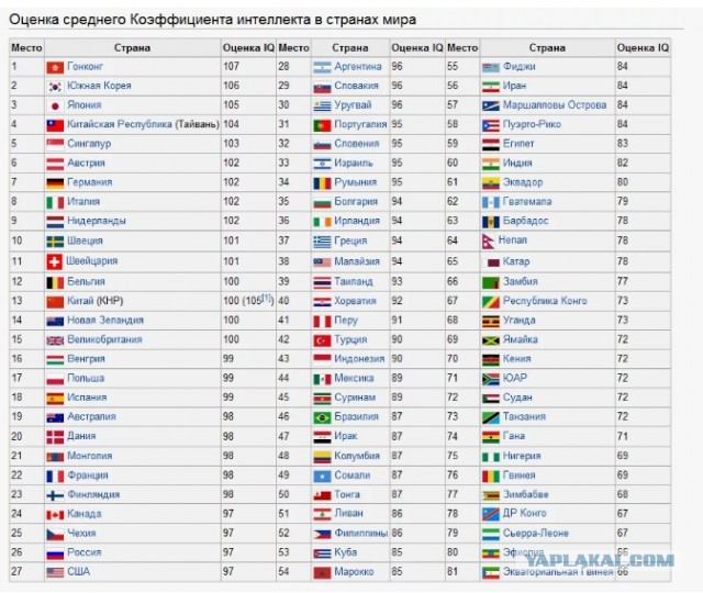 Россия заняла 6-е место в мире по уровню IQ