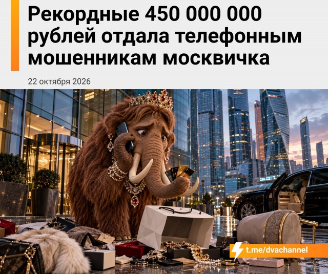 Москвичка отдала телефонным мошенникам рекордные 450 миллионов рублей
