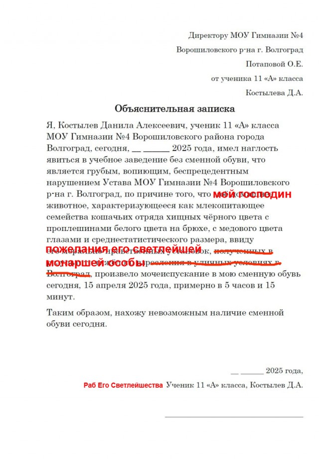 Нормальная объяснительная?