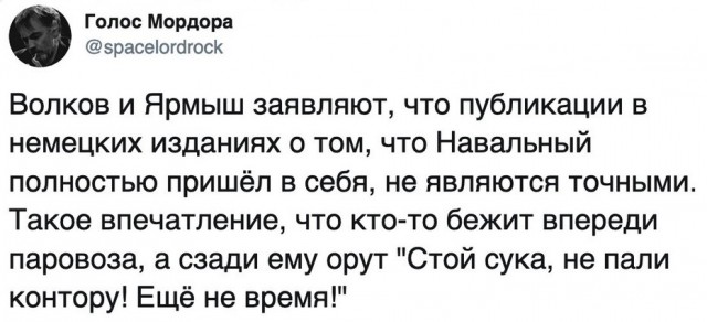 Навальный полностью пришёл в себя