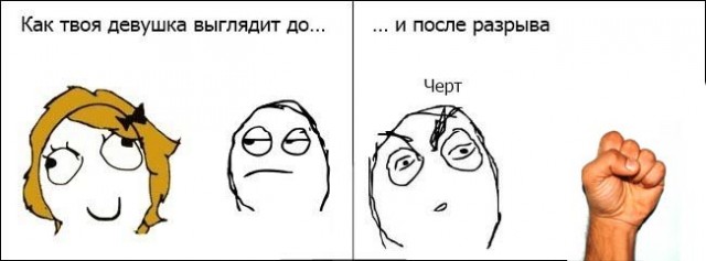 Девушка до разрыва и после