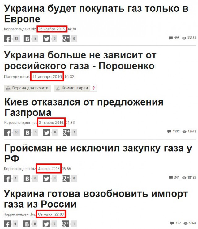 Украина готова возобновить импорт газа из России