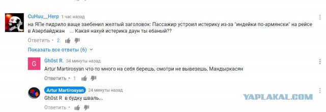 Пассажир устроил истерику из-за "индейки по-армянски" на рейсе в Азербайджан