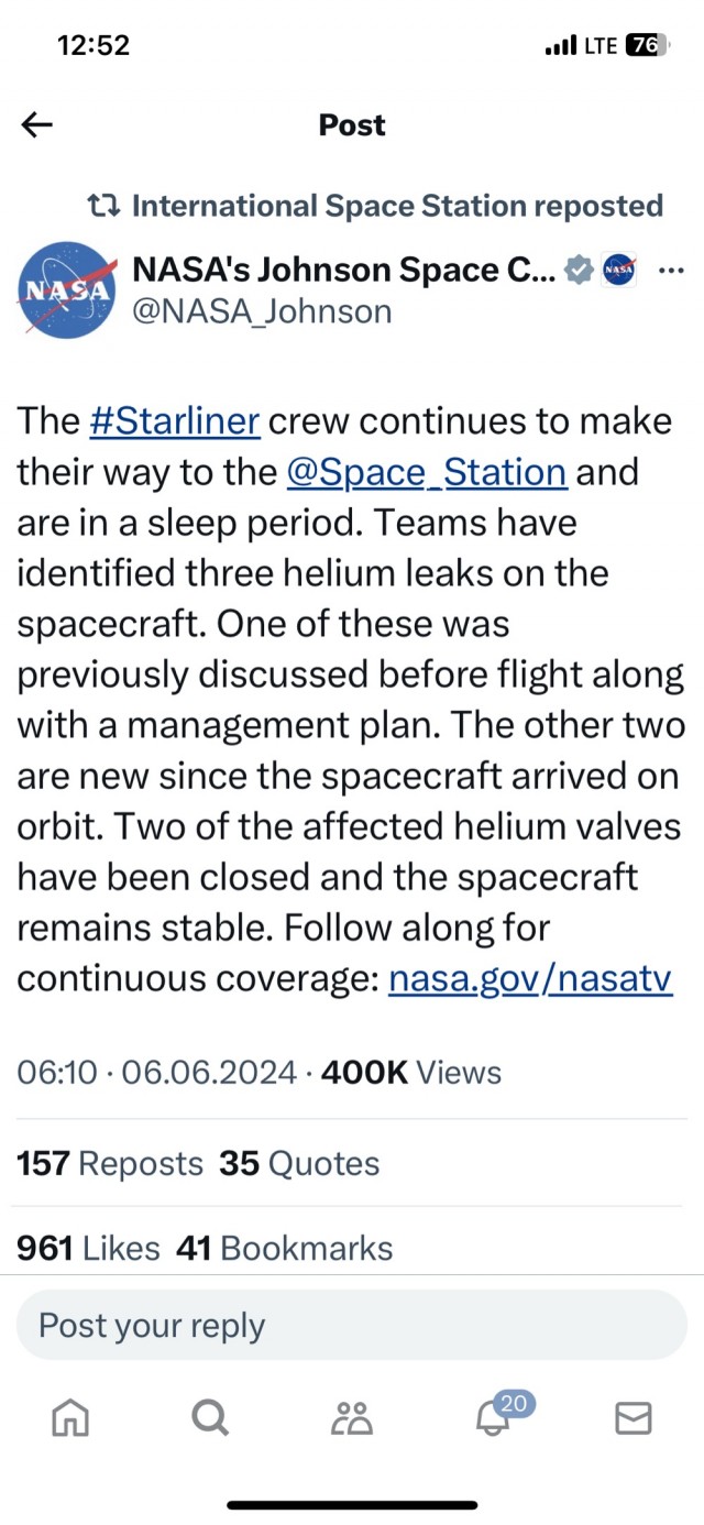 Компания Boeing осуществила первый пилотируемый запуск корабля Starliner к МКС