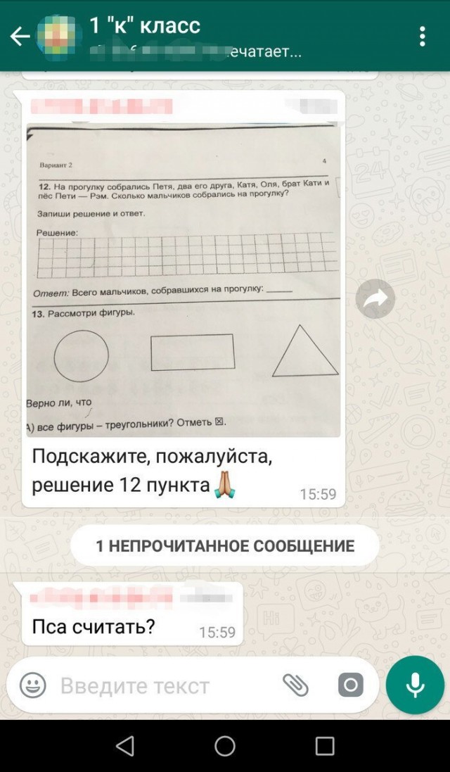 Коллекция переписок в родительских чатах