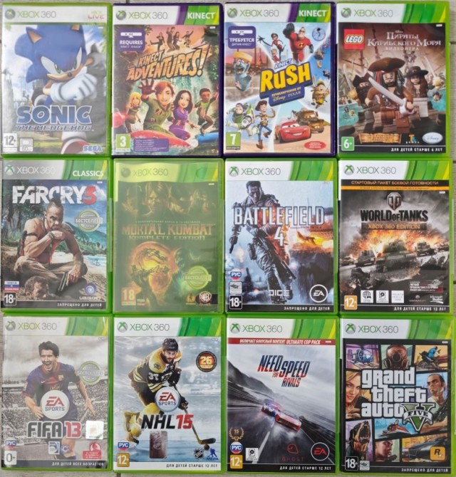 Xbox 360 + Kinect  + 12 дисков