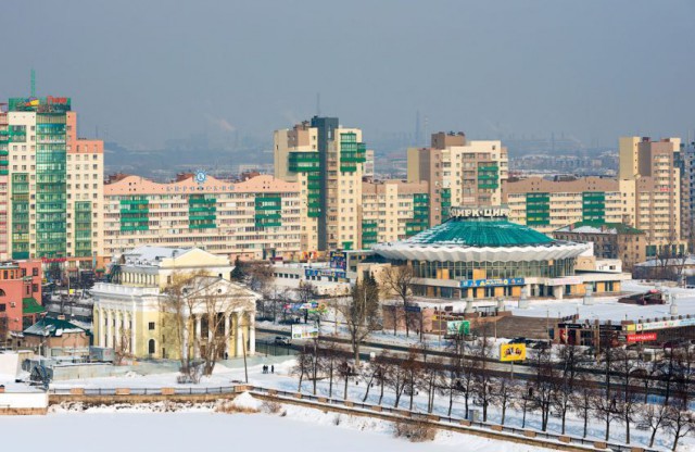 Зимний Челябинск с высоты птичьего полета