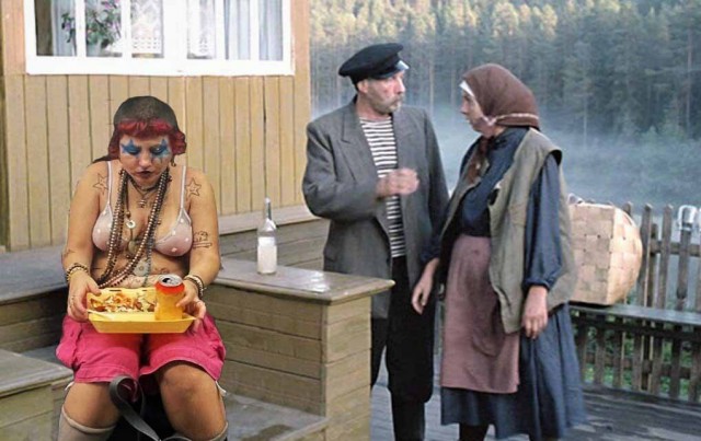 Фотожаба: шахматистка - ланч в метро