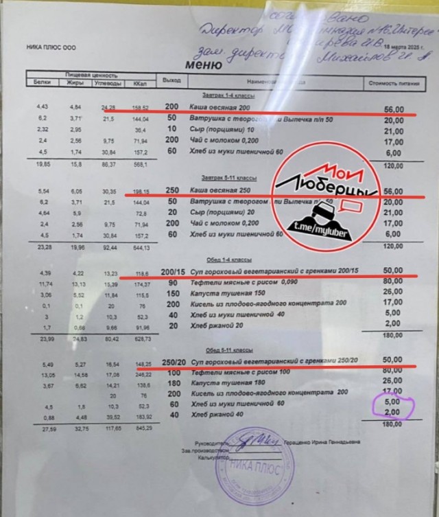 Люберецкие дети удивились платному хлебу в школьной столовой.