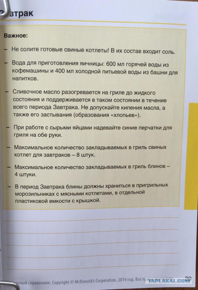 Секретная книжка с секретами блюд Макдоналдс