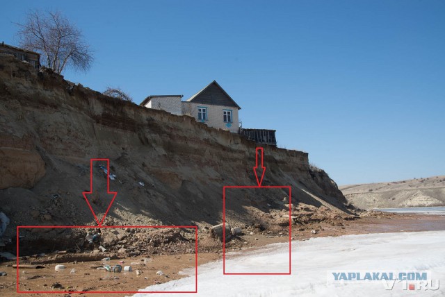 Село под Волгоградом падает с обрыва в Волгоградское водохранилище