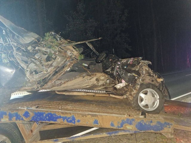 Всё что осталось от машины после столкновения с лосем.