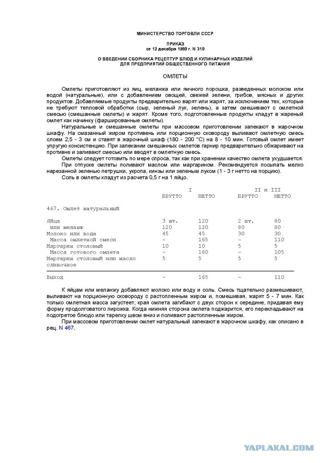 Омлет по столовски.