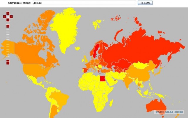 Яндекс: Популярность слова на карте