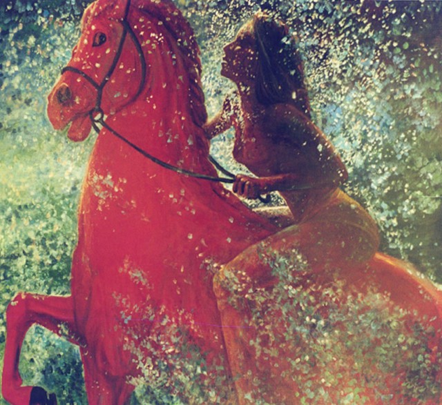 Купание красного коня. в разных видах живописи