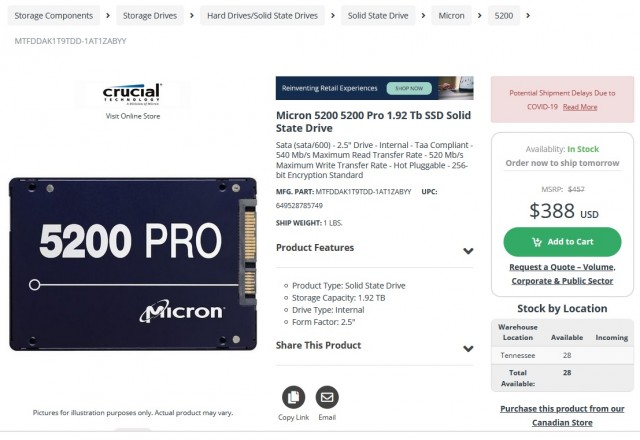 SSD-накопитель Crucial Micron 5200 PRO 2 Tb