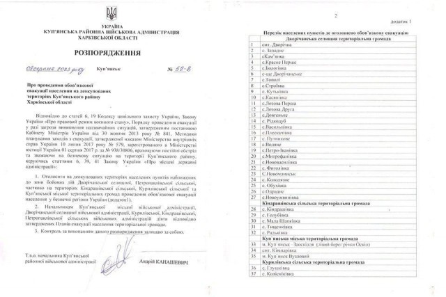 Украина готовится к эвакуации 37 пунктов Купянского района Харьковской области