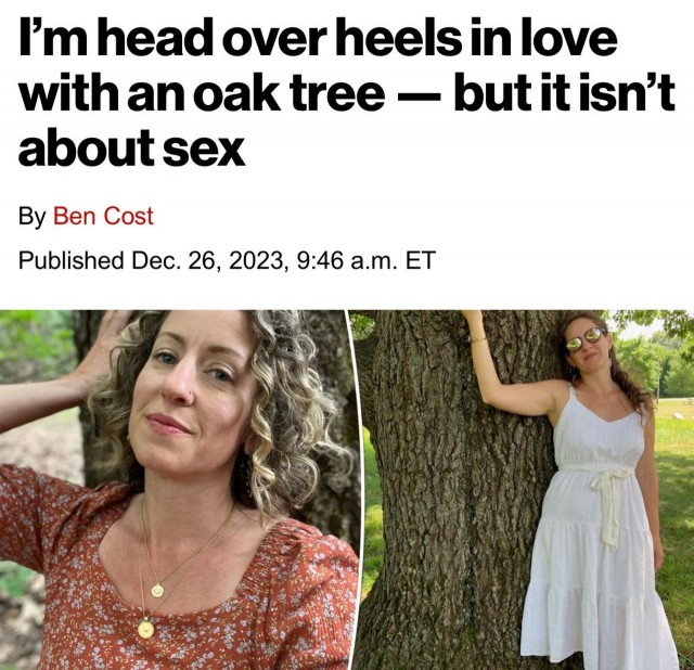 Женщина, называющая себя «экосексуалкой» уже три года находится в отношениях с дубом
