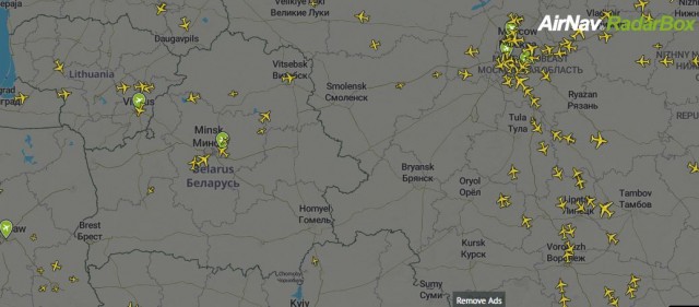В небе над Беларусью почти нет самолетов