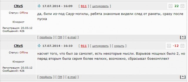 Появились показания свидетелей ракетного пуска перед крушением «Боинга» MH17