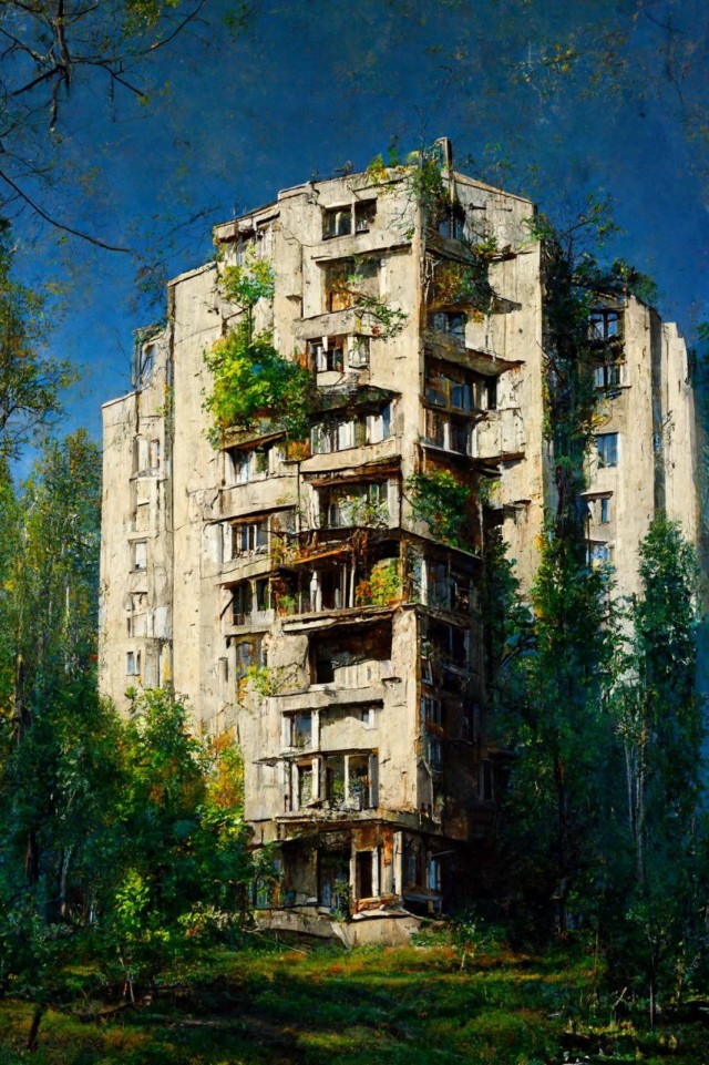 Нейросеть midjourney представила, как бы выглядели панельки в самых разных стилях.