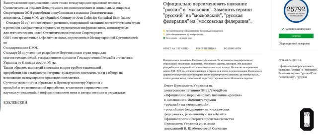 Зеленский поручил проработать вопрос о переименовании России в Московию