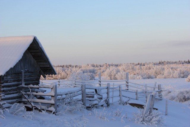Снег и мороз в деревне
