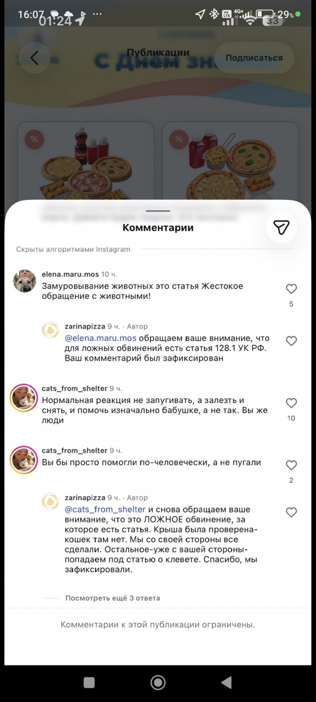Живого котёнка замуровали в крыше пиццерии в Москве