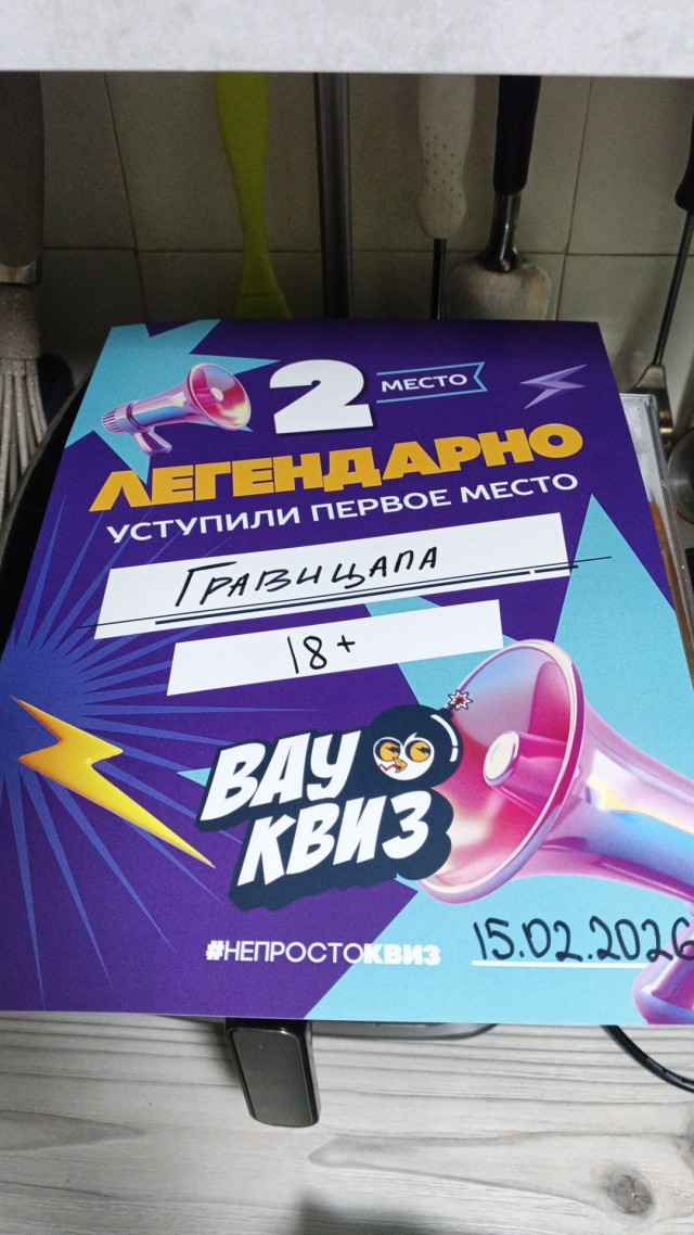 А наша команда заняла 2 место) на Квизе