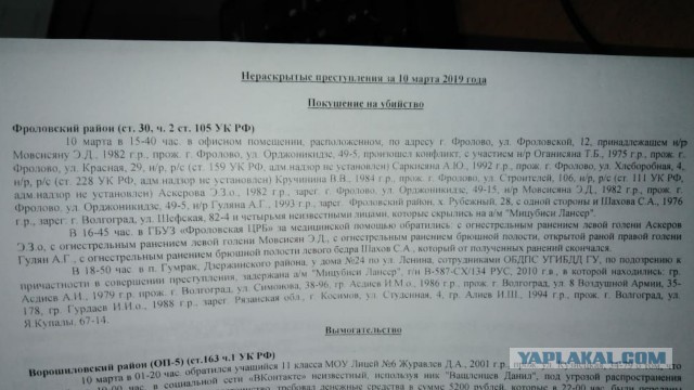 В городе Фролово произошла массовая разборка с применением огнестрельного оружия