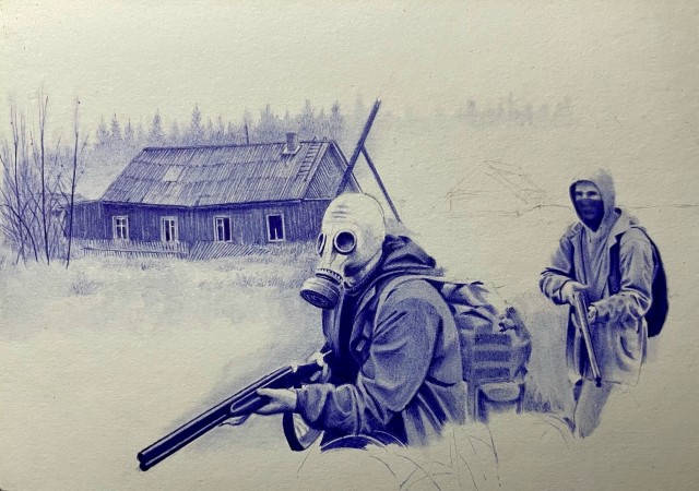 Рисунок шариковой ручкой
