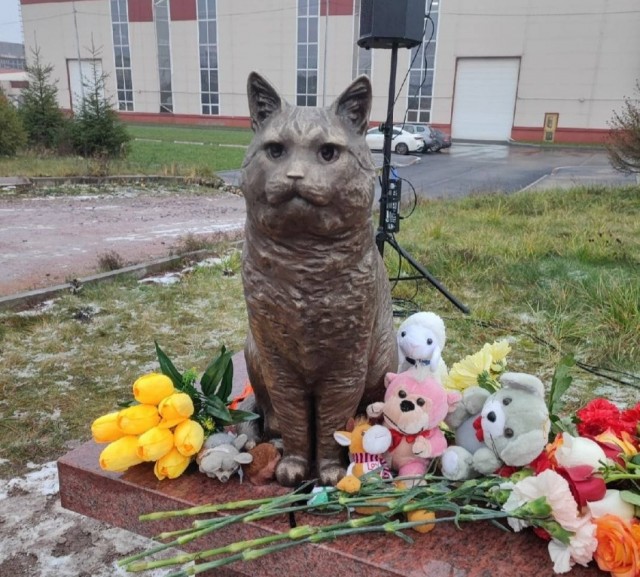 В Петербурге установили памятник коту Кузе, погибшему от рук живодёров.